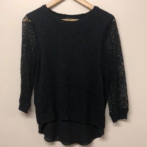 Lucky Brand chrochet 3/4sleeve sweater